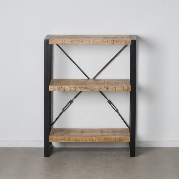 Etagère Design Loft Home Decor en Bois Massif et Métal Noir (90 x 45 x 120 cm)