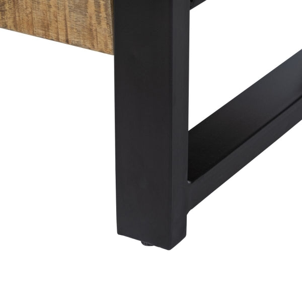 Loft Shelf in Solid Wood and Black Metal (90 x 45 x 120 cm)