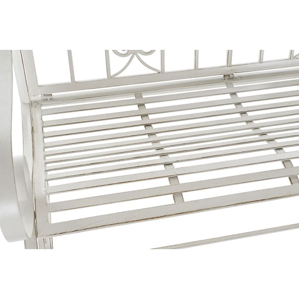 White Wrought Iron Rocking Bench Home Decor Metal Aluminum (118 x 90 x 92 cm)