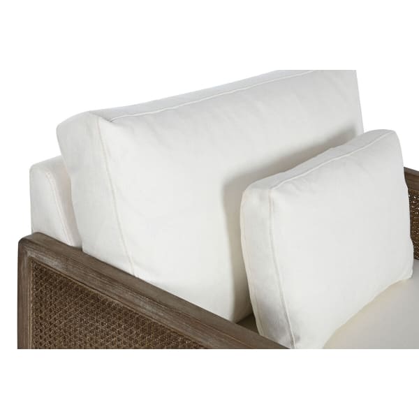 Armchair with Armrests in Rattan Canework and White Fabric