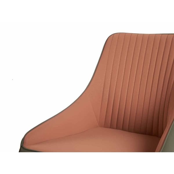 Juego de 2 sillas modernas de piel sintética en rosa y gris