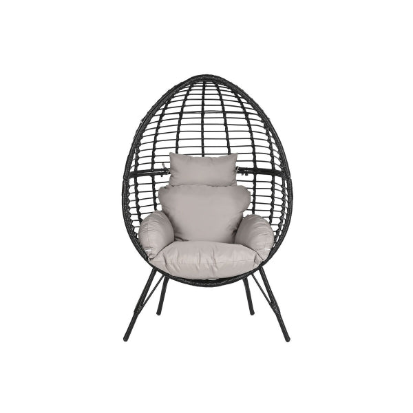 Egg Garden Armchair on Black and Gray Synthetic Rattan Legs Home Decor