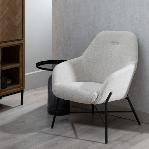 Contemporary Design Armchair Home Decor Beige and Black Metal