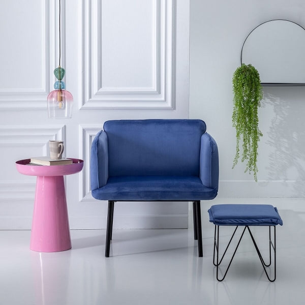 Cubic Design Armchair Home Decor Blue Metal