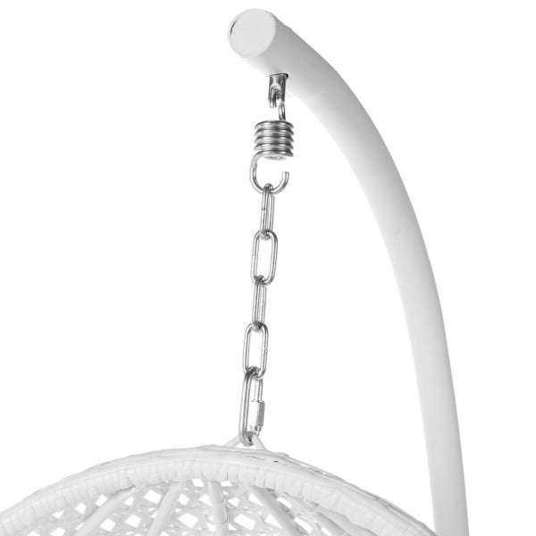 Silla colgante de huevo de diseño con patas de ratán blanco polar para decoración del hogar