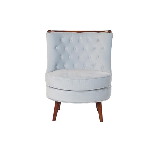 Retro Chic Design Armchair Sky Blue and Brown Wood Home Decor