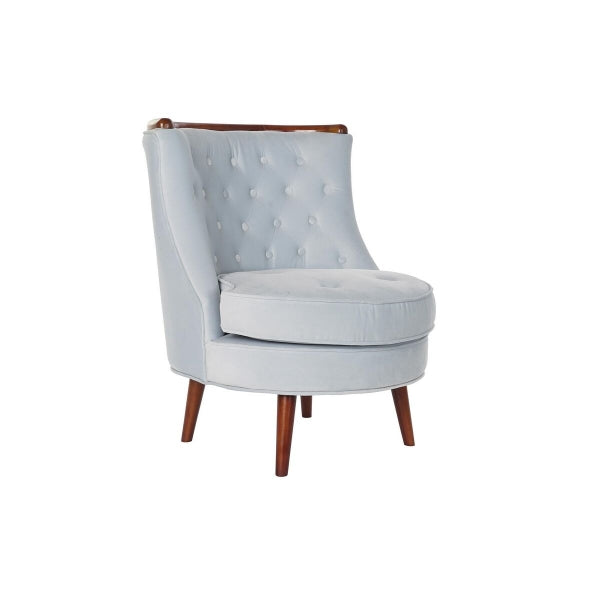 Retro Chic Design Armchair Sky Blue and Brown Wood Home Decor