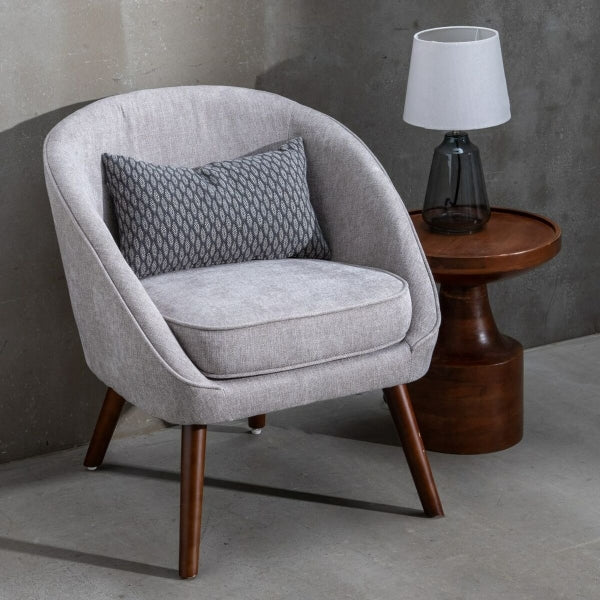 Traditional Armchair Home Decor Gray Fabric and Brown Wood