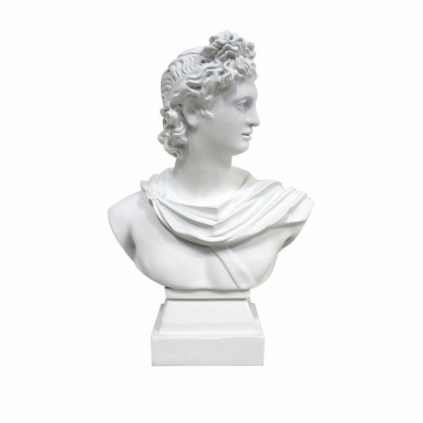 Buste Romain en Résine Sculptée Blanche (13,7 x 7,5 x 19,5 cm)