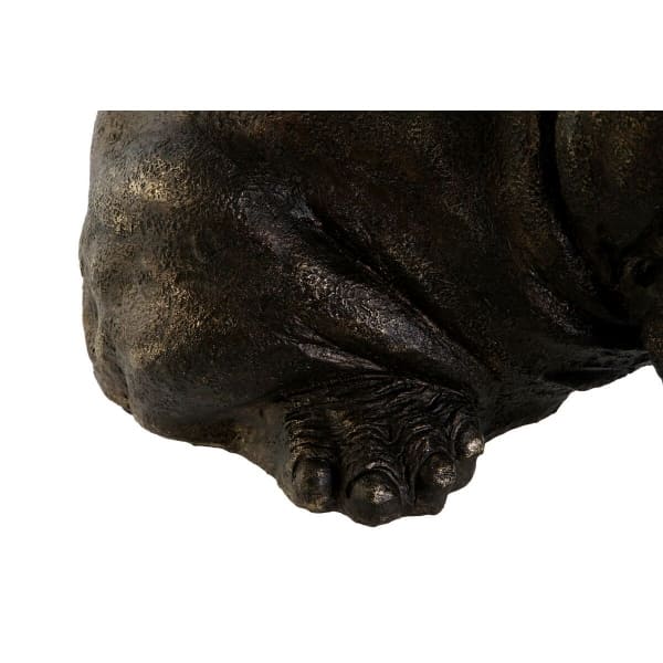 Statue Hippopotame Cuivre avec Plateau Rond Doré (74 x 33,5 x 42 cm)