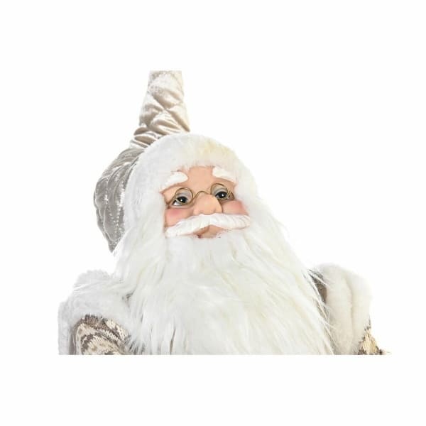 Gray and Champagne Santa Claus and Wooden Sleigh Figurine