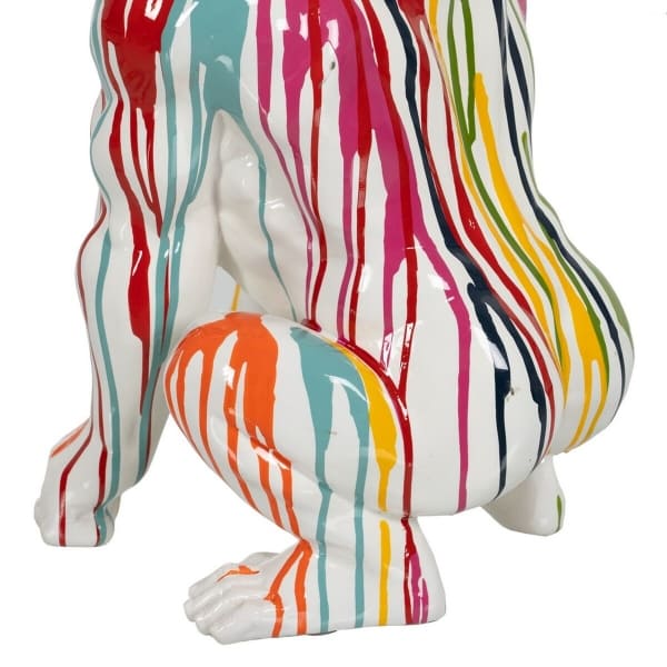 Estatuilla Artística Gorila Blanco Multicolor