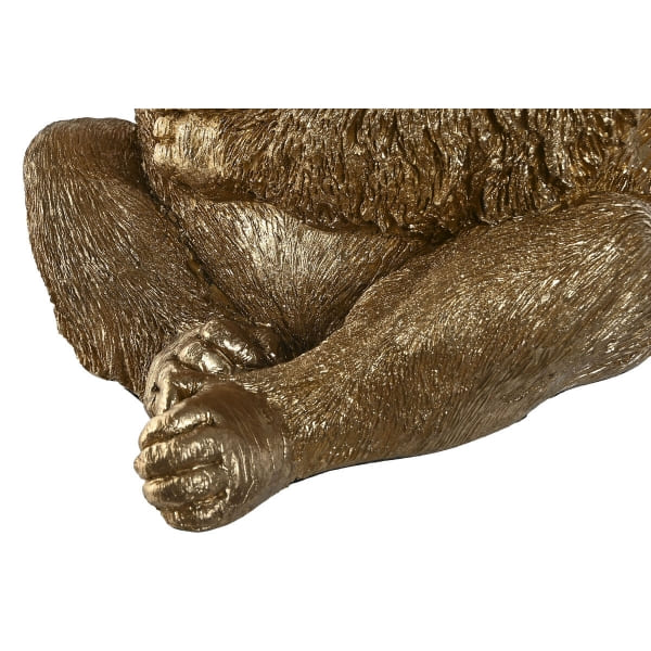 Statue de Gorille Doré avec une Couronne en Résine (42,5 x 36 x 52 cm)