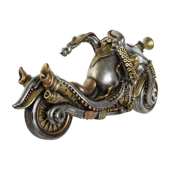 Figura de motocicleta Steampunk gris y dorada