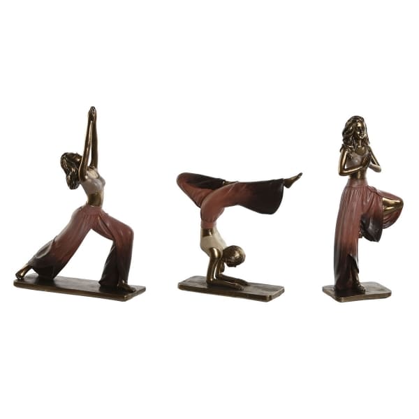 Ensemble de 3 Figurines de Femmes en Position de Yoga Rose et Doré