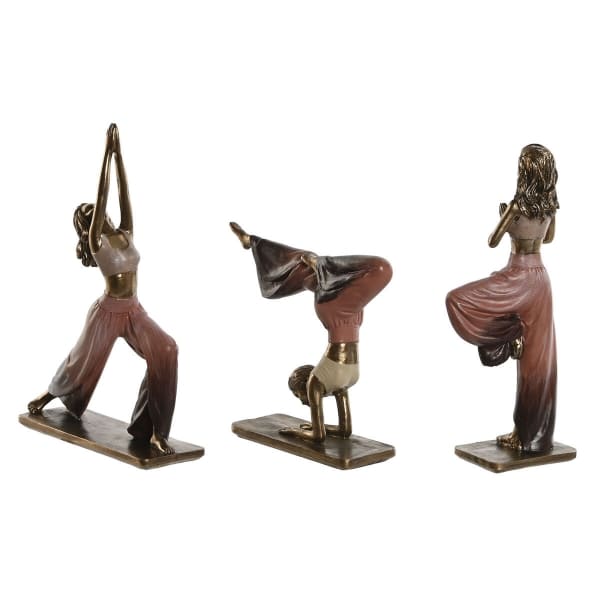 Ensemble de 3 Figurines de Femmes en Position de Yoga Rose et Doré