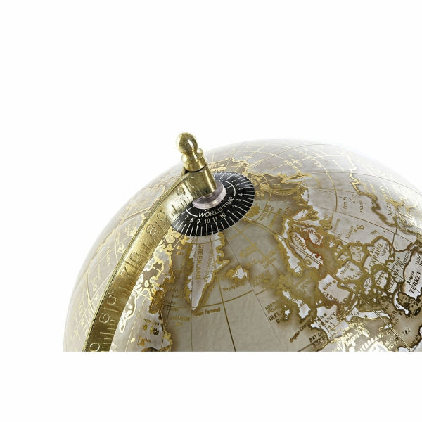 Terrestrial Globe African Design Wood and Gold Metal Home Decor