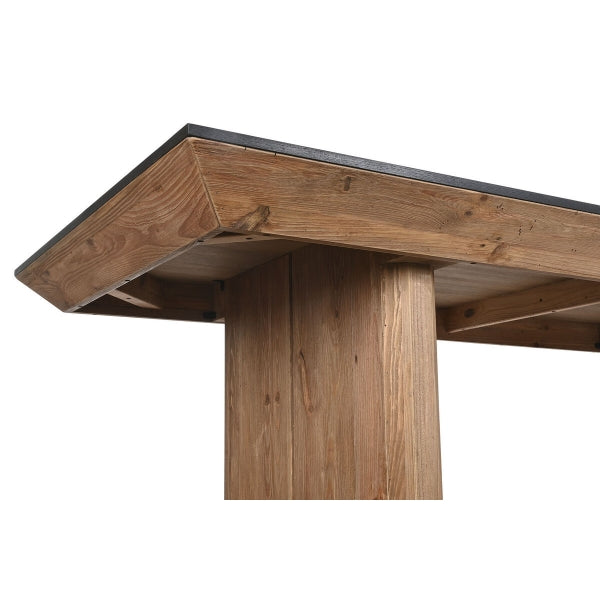 Mesa de comedor grande de madera de pino natural Decoración para el hogar en negro y marrón