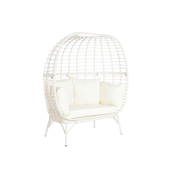 Large 2 Seater Balinese Garden Armchair in White Synthetic Rattan Home Decor