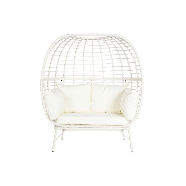 Large 2 Seater Balinese Garden Armchair in White Synthetic Rattan Home Decor