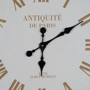 Horloge Murale "Antiquités de Paris" Blanc et Doré