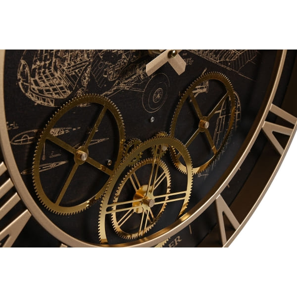 Horloge Murale Engrenages Dorées et Bronze