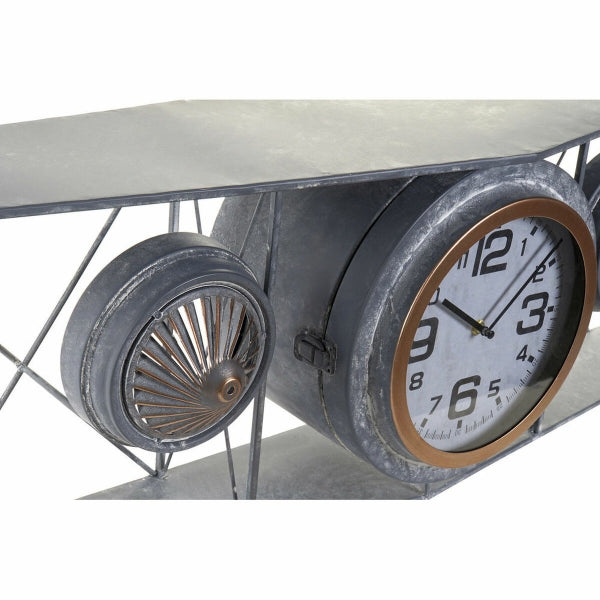 Horloge Murale Style Avion Biplan Vintage Gris Effet Vieilli