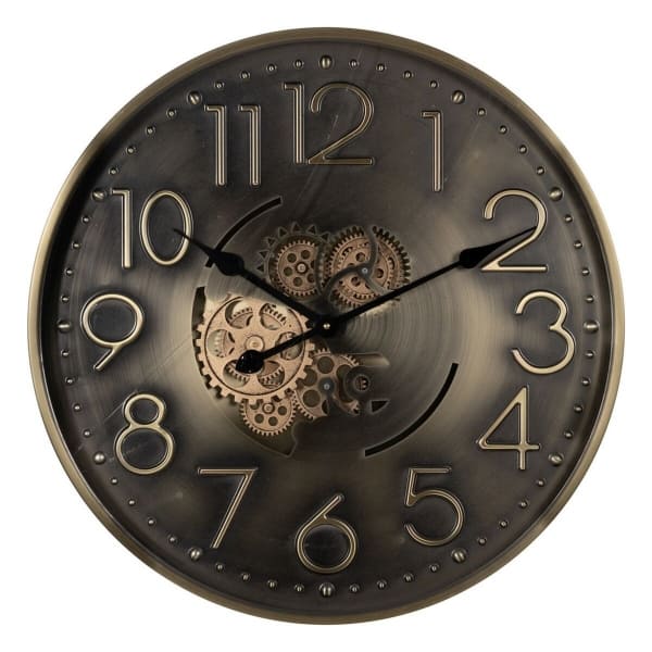 Horloge Murale Bronze Fer Engrenages 60 x 60 cm