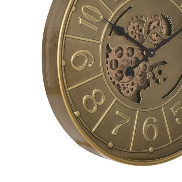 Reloj de Pared Engranajes de Hierro Dorado 60 x 60 cm