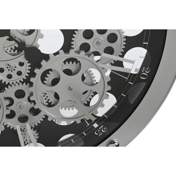 Reloj de pared "Industrial Age" con engranajes en metal negro y plateado (52 x 8,5 x 52 cm)