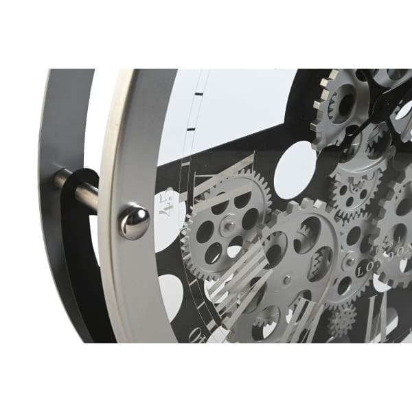Reloj de pared "Industrial Age" con engranajes en metal negro y plateado (52 x 8,5 x 52 cm)