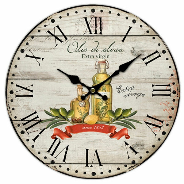 Horloge Murale "Huile D'Olive" en Bois (4 x 34 x 34 cm)