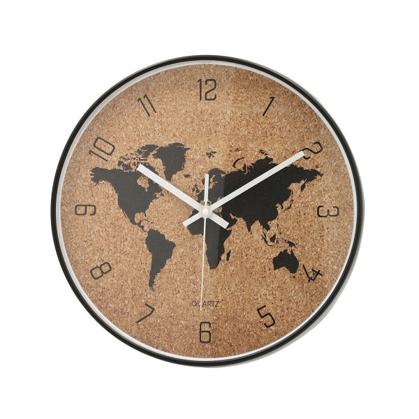 Reloj de pared con mapa del mundo efecto corcho QUID
