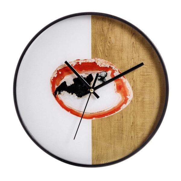 Abstract Design Wall Clock Home Decor Wood and White 