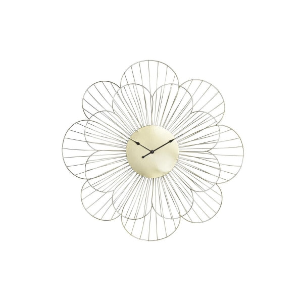 Horloge Murale Design Fleur en Métal Doré Home Decor