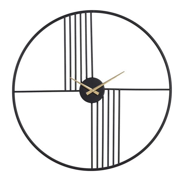Horloge Murale Design Home Decor Métal Noir et Doré