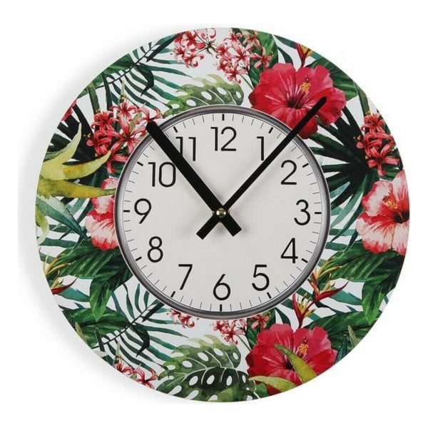 Horloge Murale Shabby Chic Design Fleurs Versa en Bois (4 x 30 x 30 cm)