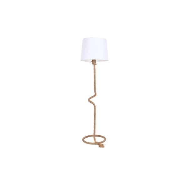 Lampadaire en Corde Naturelle et Lin Blanc Design Marin 40 x 40 x 151 cm
