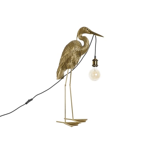 Lampadaire Design Cigogne Dorée Métal et Résine
