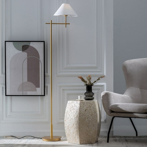 Lámpara de pie de diseño contemporáneo Decoración para el hogar Blanco y dorado