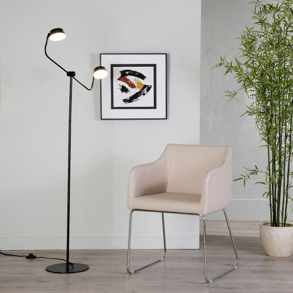 Lámpara de pie de diseño contemporáneo inclinable para decoración del hogar de metal negro