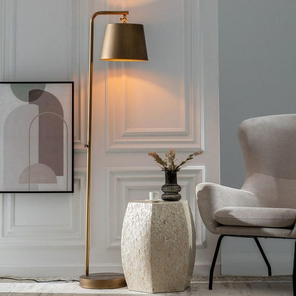 Lámpara de pie de diseño retro chic Decoración para el hogar Metal dorado y bronce - Agregue un toque de estilo vintage a su interior