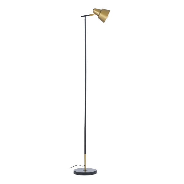 Lámpara de pie vintage de metal dorado y negro para decoración del hogar