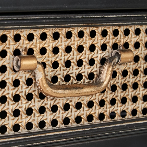 Mueble de entrada de hierro negro envejecido con cajón