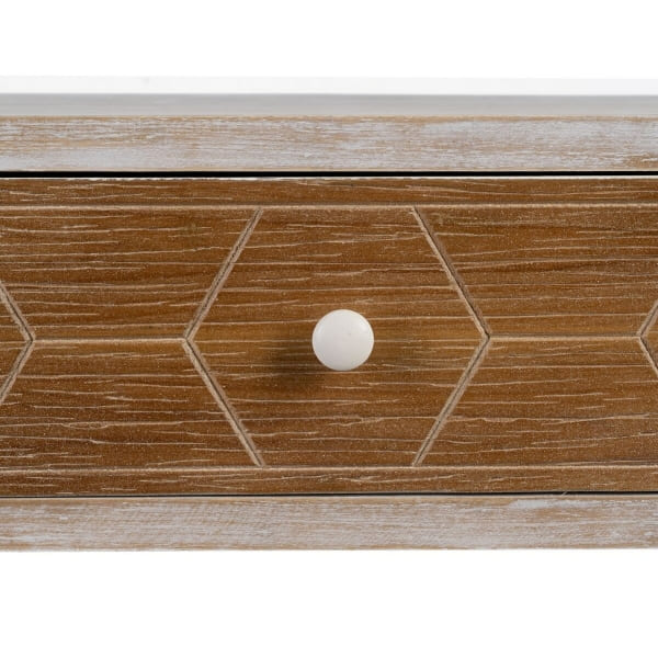 Mueble consola de madera patinada en blanco y marrón