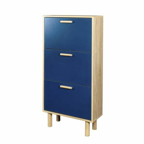 Scandinavian Blue and Wood Shoe Cabinet Home Decor