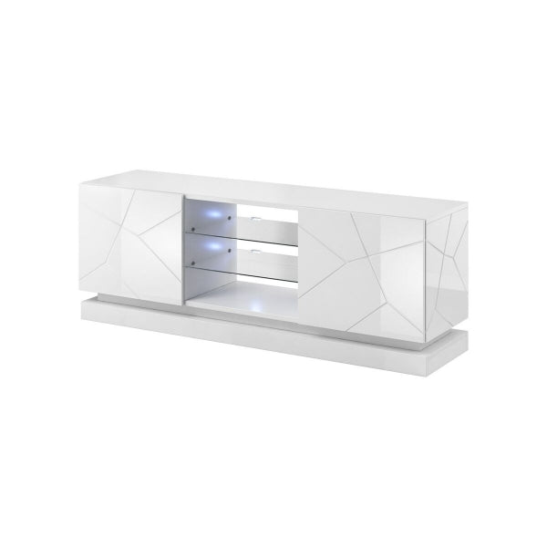 Mueble para TV de diseño en blanco brillante con luces LED integradas