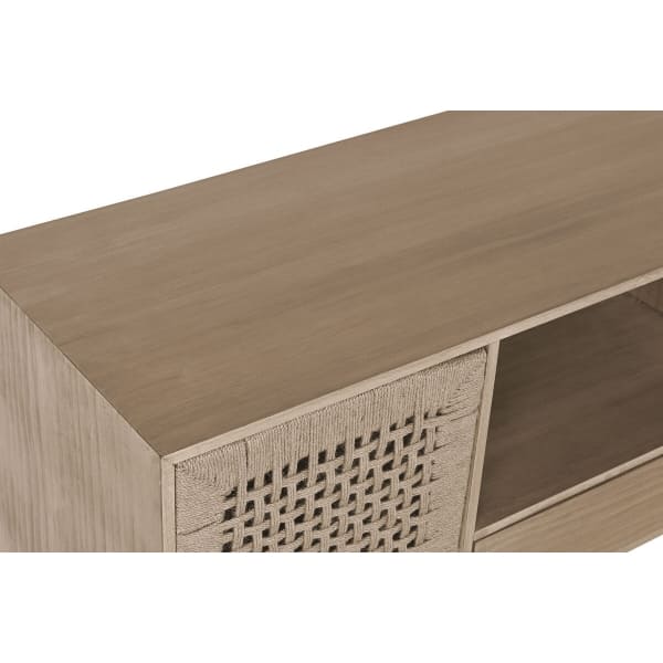 Mueble para TV de diseño japonés en madera natural y yute (120 x 40 x 55 cm)