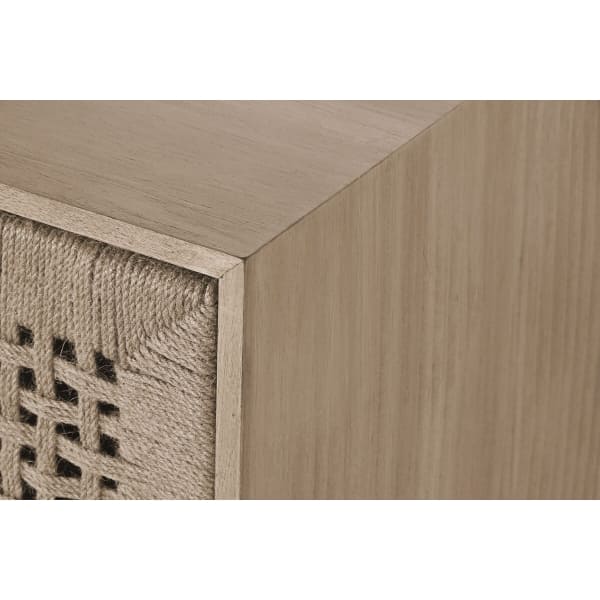 Japanese Design TV Cabinet in Natural Wood and Jute (120 x 40 x 55 cm)