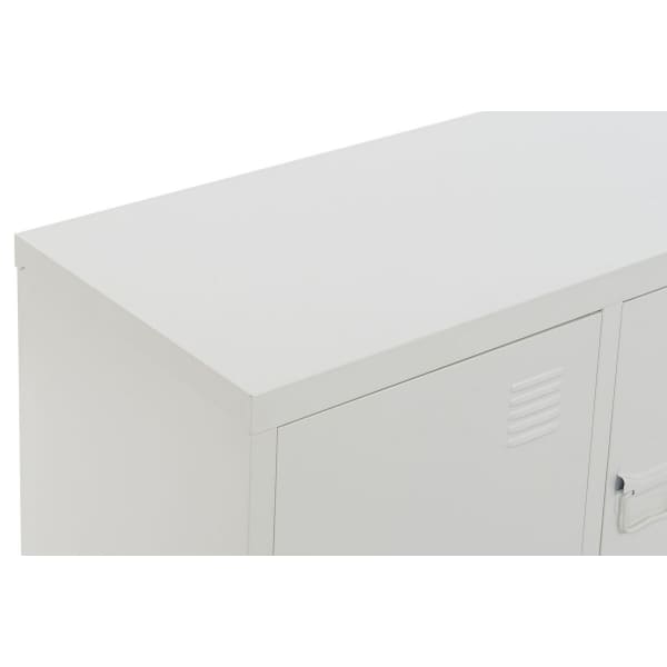 White Metal Locker Low Cabinet Industrial Style